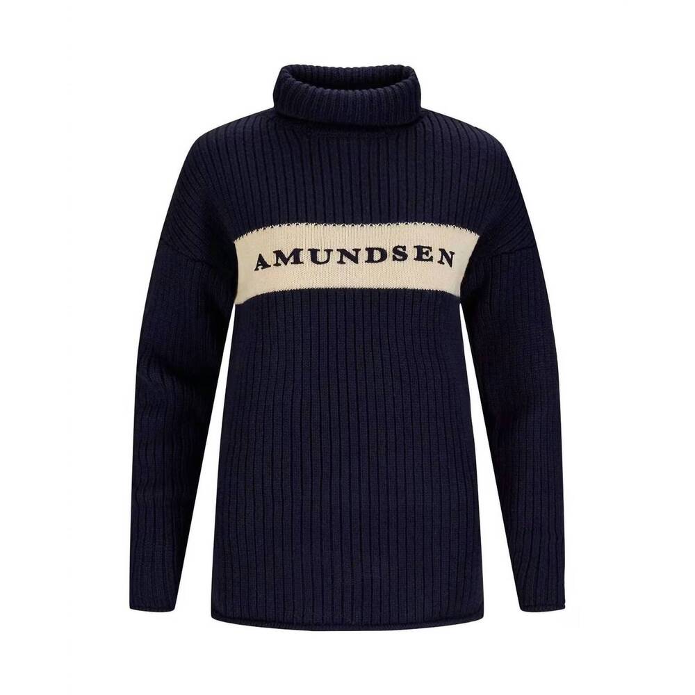 NEW AMUNDSEN women's heroes ski turtleneck jumper in navy/cream